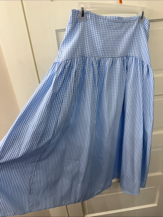 Day + Moon Dresses & Skirts - Light Blue Gingham Tiered Midi Skirt